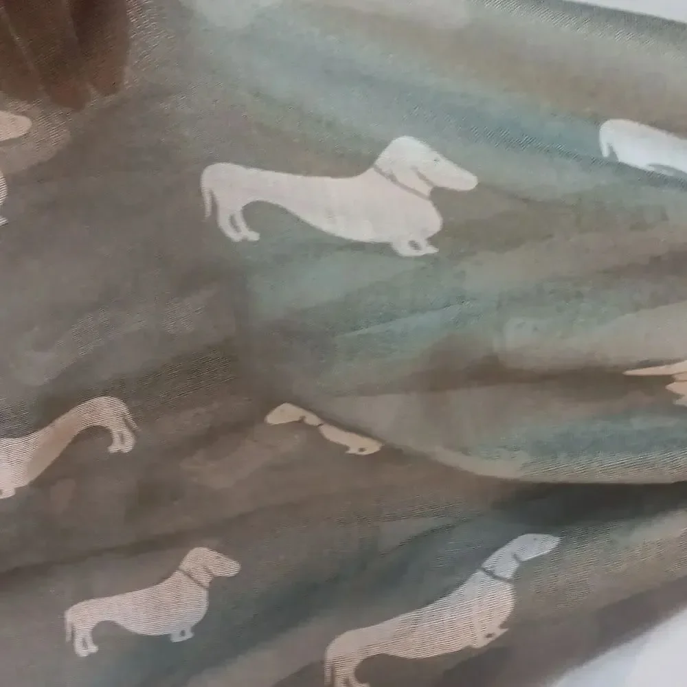 Gray Sheer Dachshund Print Scarf